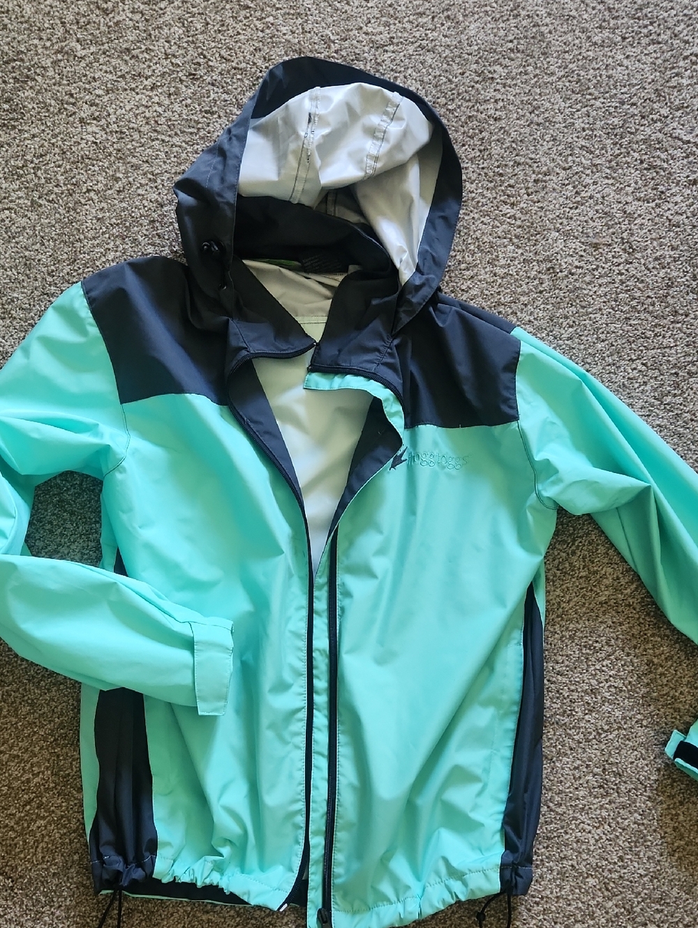 Women's Teal Hooded Ski Jacket with Black Accents